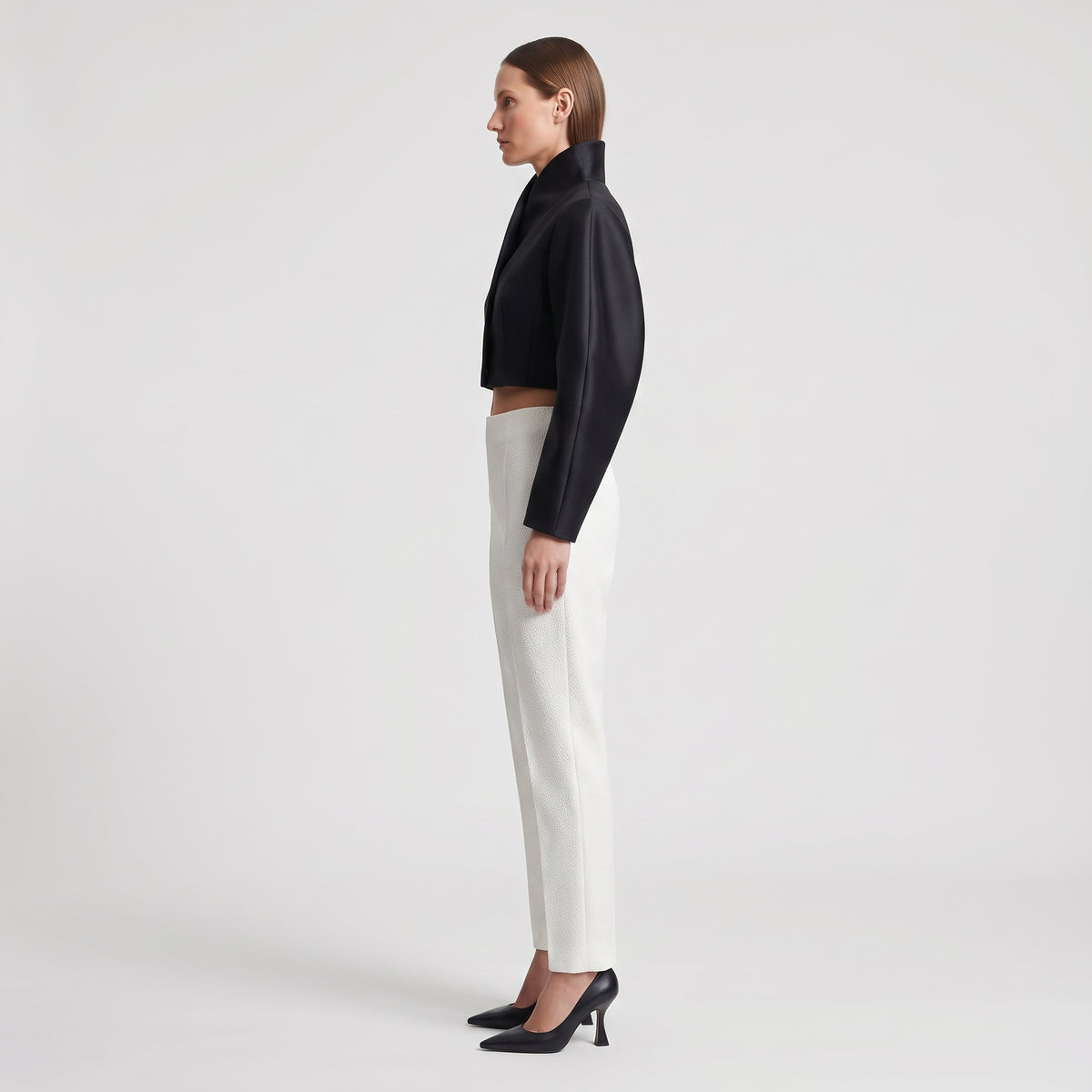 Textured Tailored Ankle Trousers