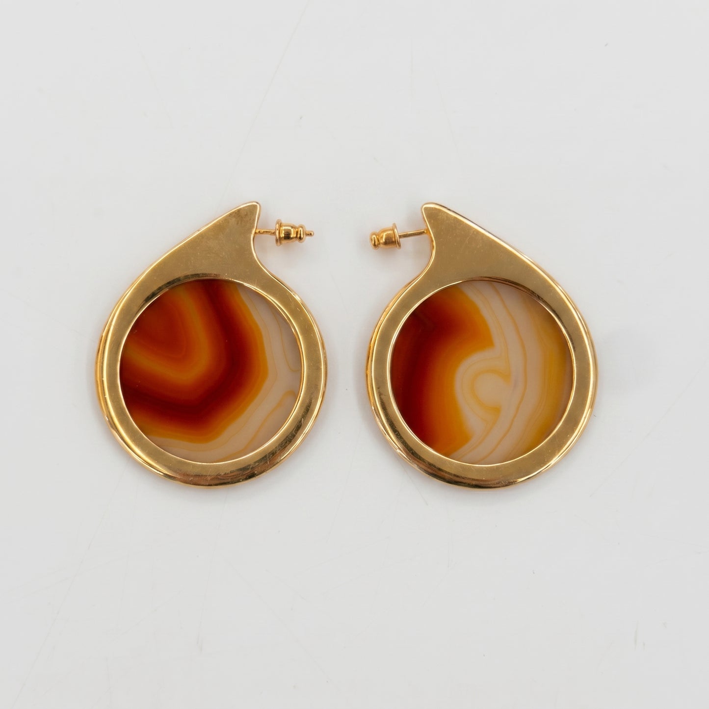 Teardrop Agate Gold Hoop Earrings