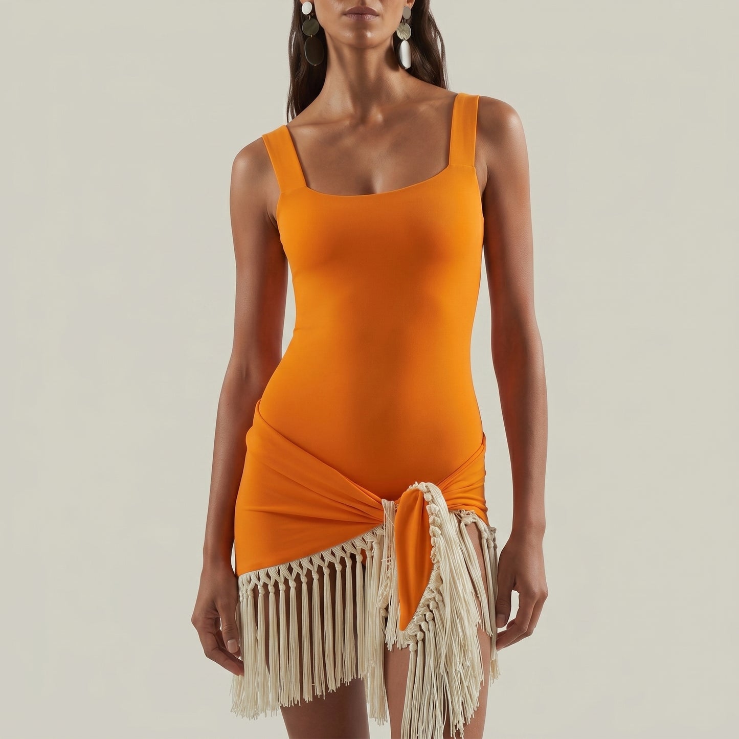 Fringed Sarong Mini Dress