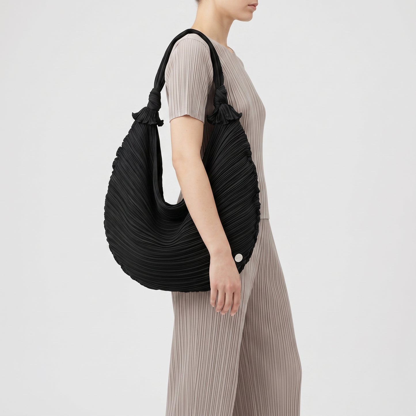 Sculptural Pleated Circle Bag