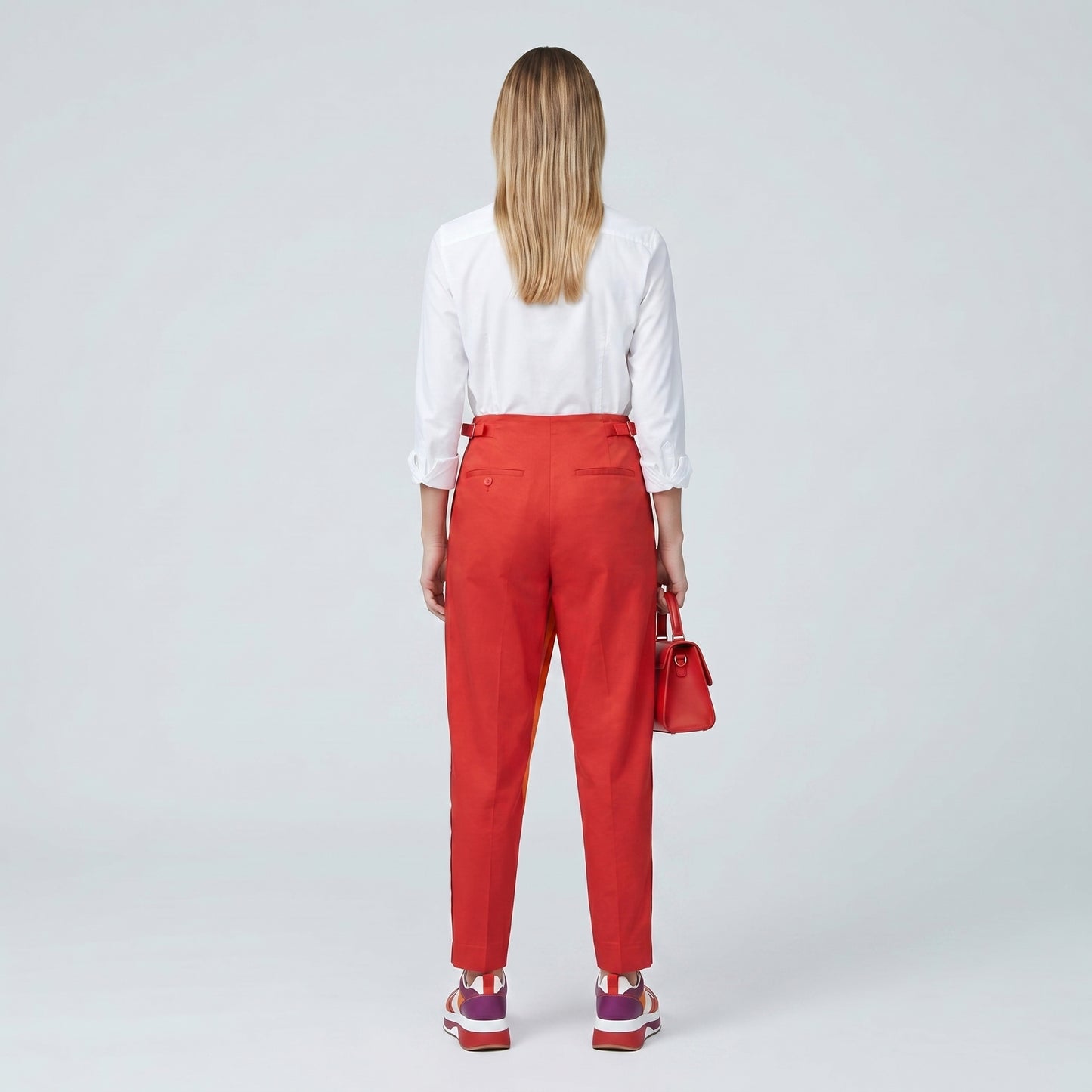 Asymmetric Striped Red Trousers
