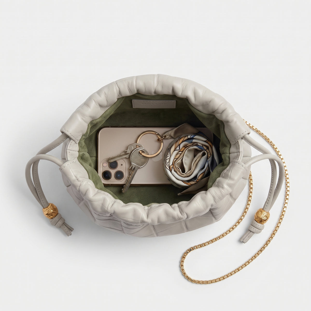 Croc-Effect Leather Pouch Bag