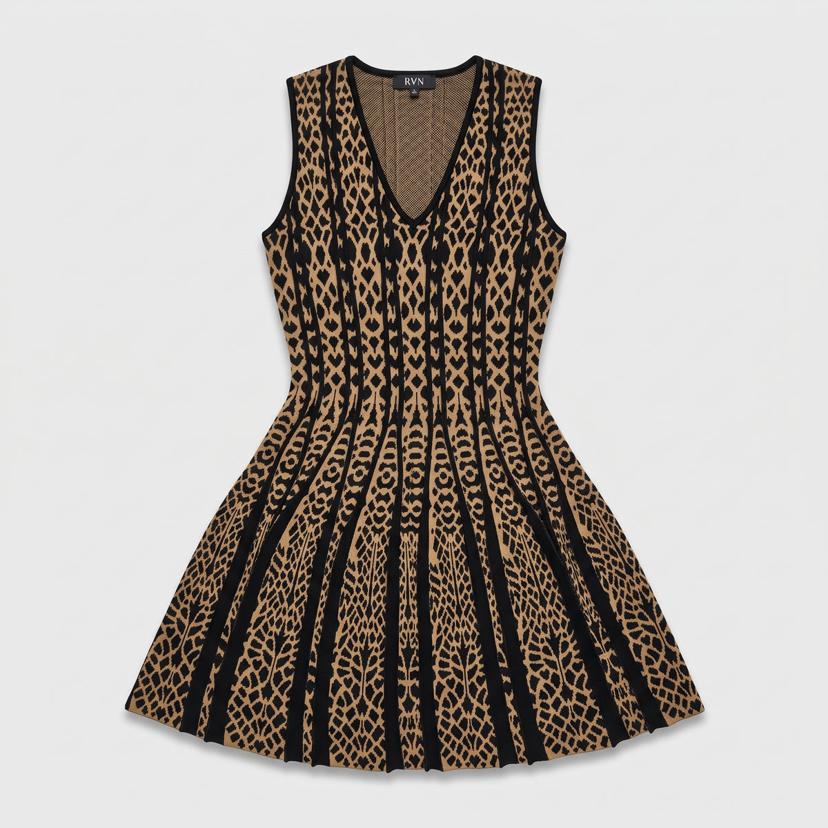 Leopard Print Knit Fit-And-Flare Dress