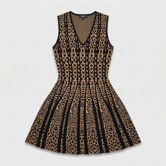 Leopard Print Knit Fit-And-Flare Dress