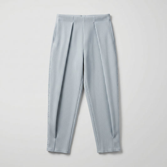 Ribbed High-Waisted Tailored Trousers