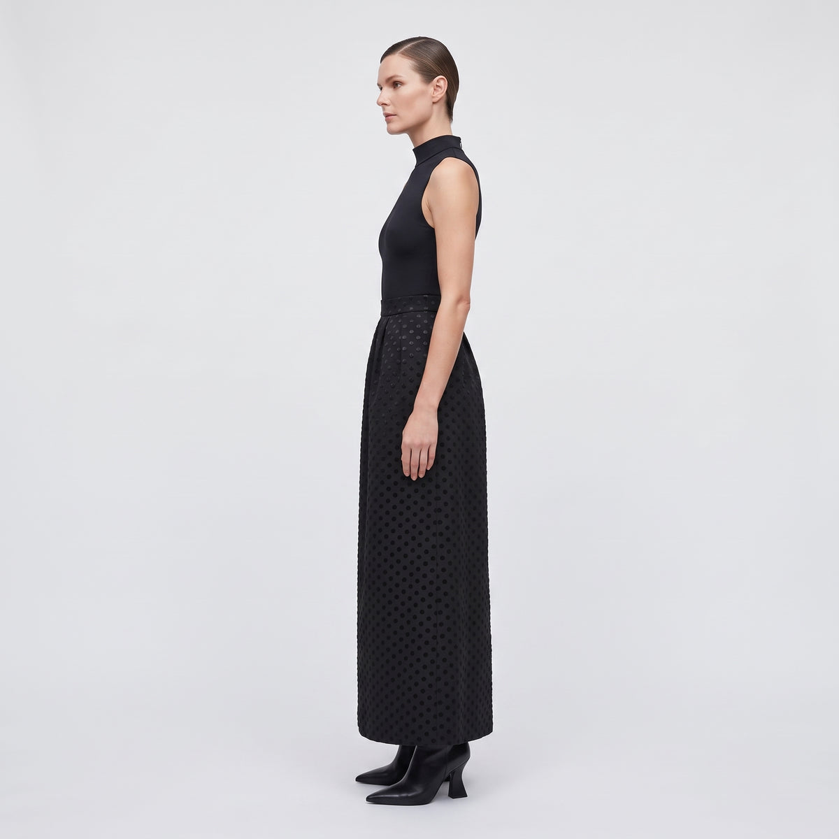 Textured Black Midi Skirt