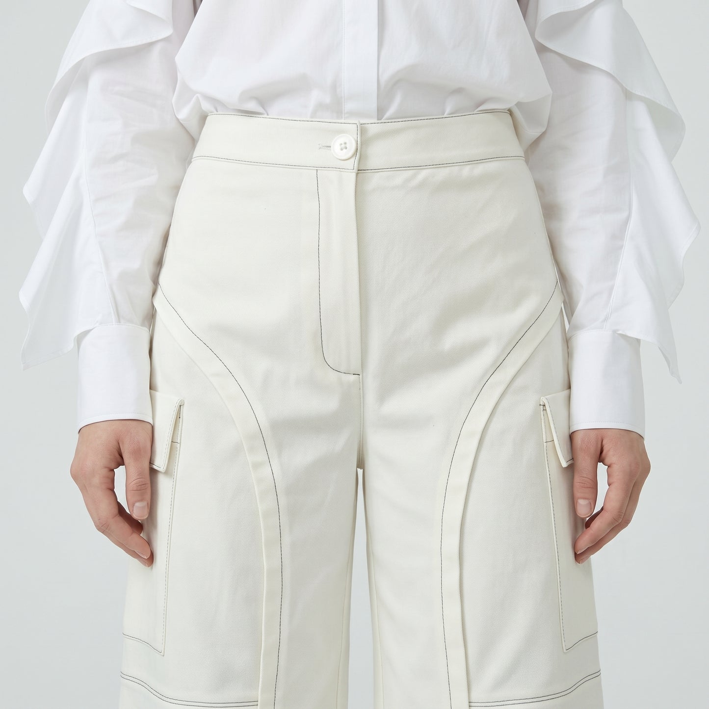 Contrast Stitch Cargo Pants