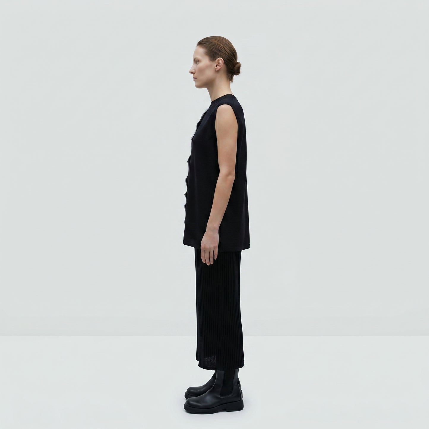 Sleeveless Architectural Ribbed Top