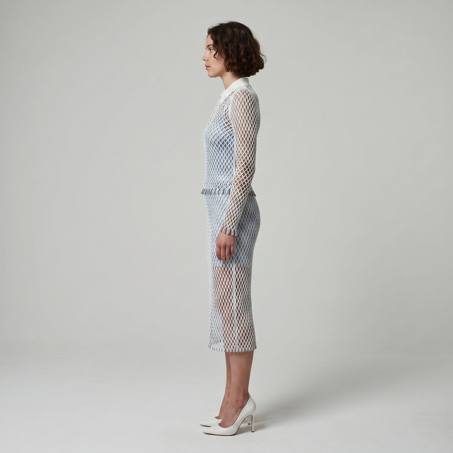 Open Knit Polo Top