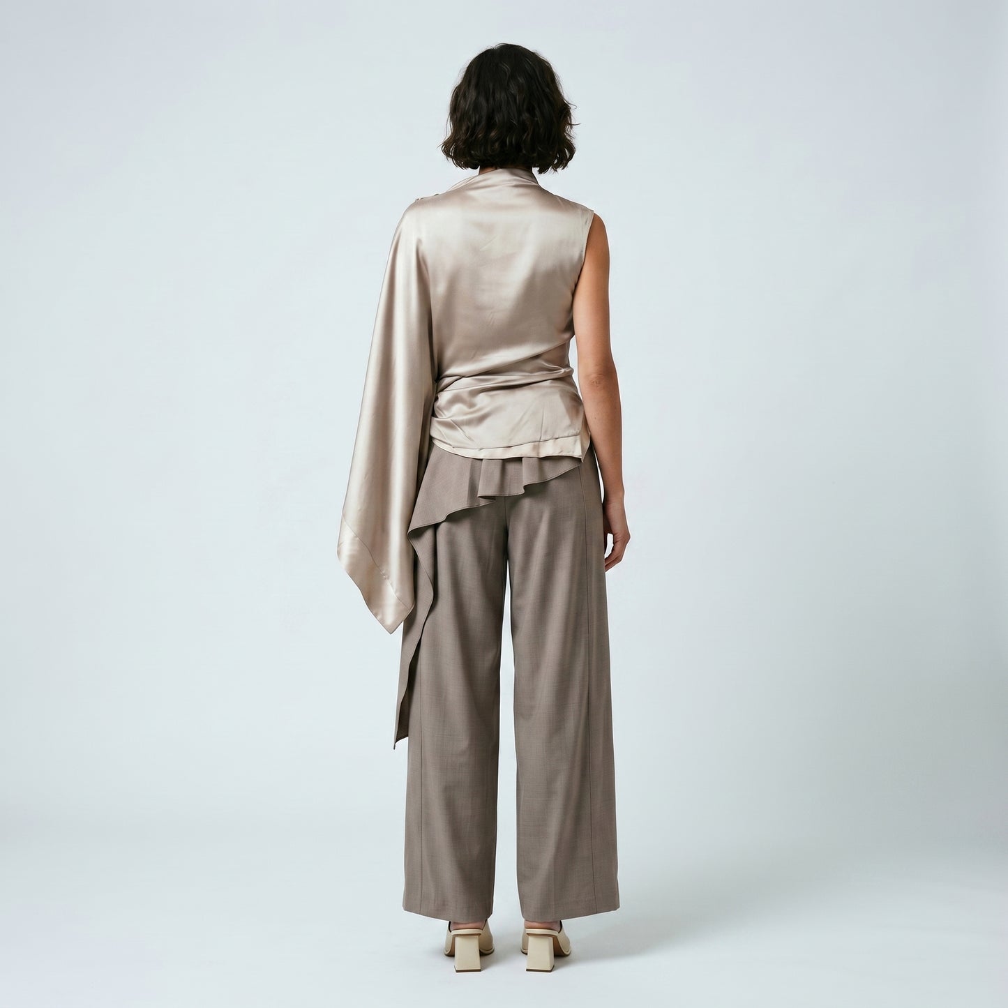 Asymmetrical Ruched Satin Top