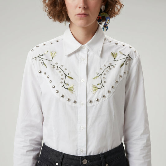 Embroidered Studded Western Shirt