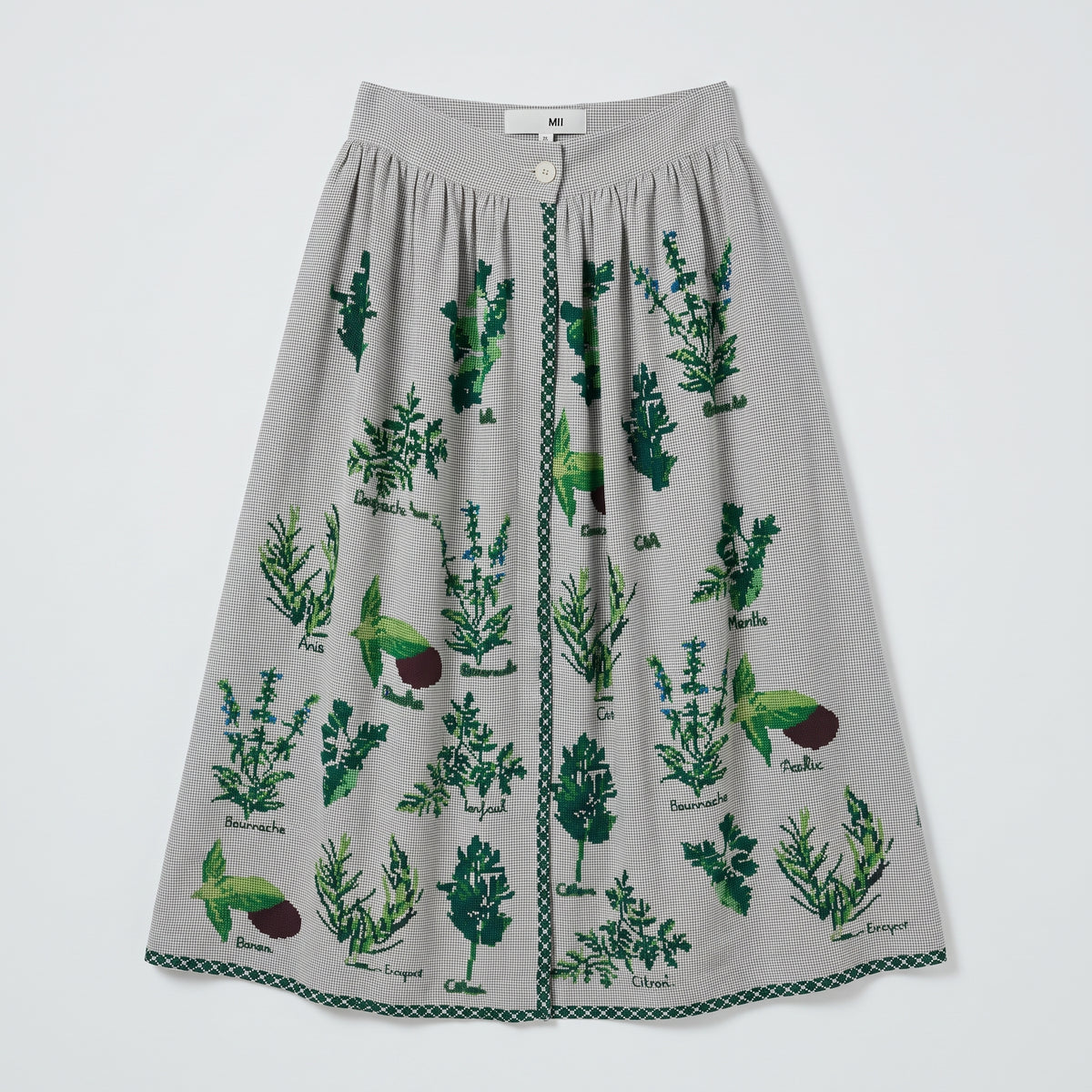 Botanical Print A-Line Skirt