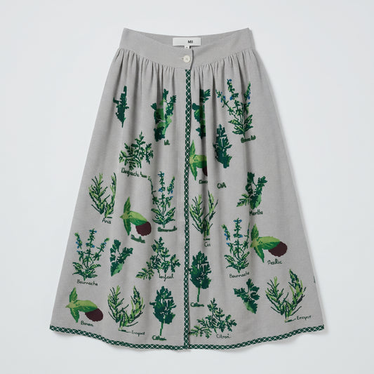 Botanical Print A-Line Skirt
