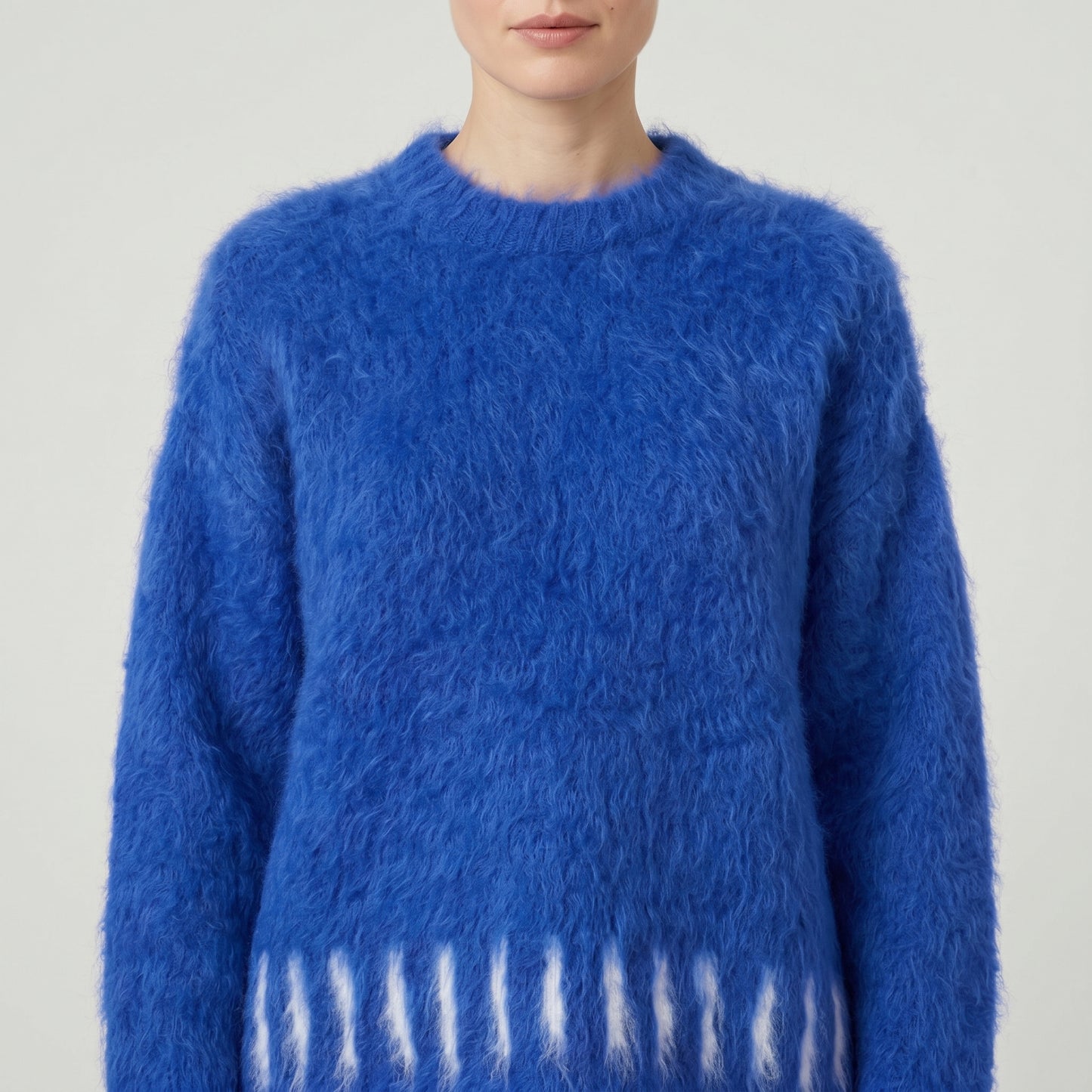 Fuzzy Mohair Crewneck Sweater