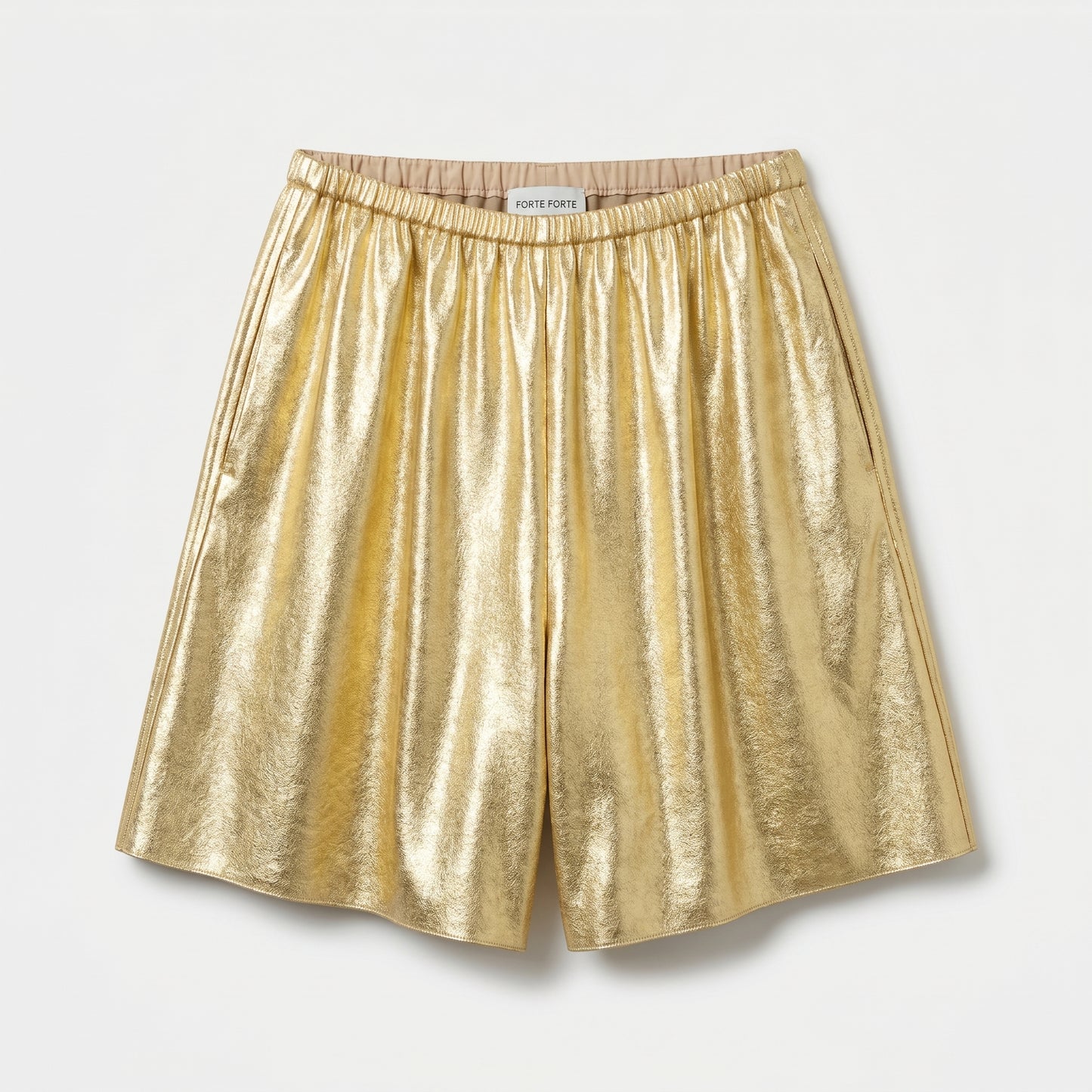Metallic Gold High-Waist Shorts