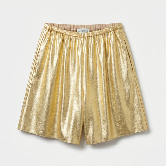 Metallic Gold High-Waist Shorts