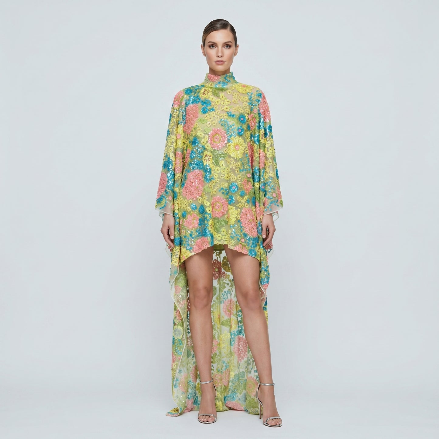 Floral Sequined Cape Top