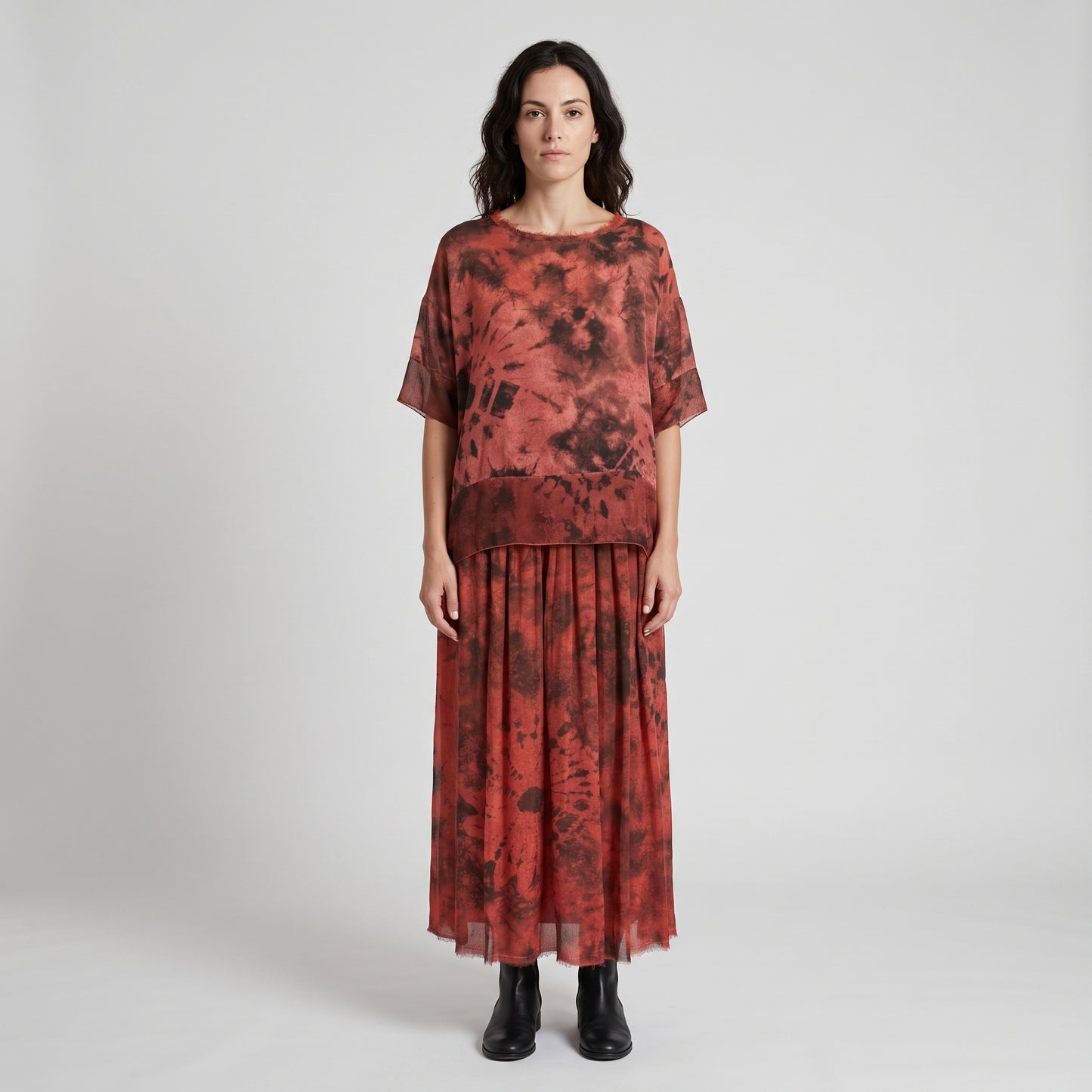 Abstract Tie-Dye Silk Blouse