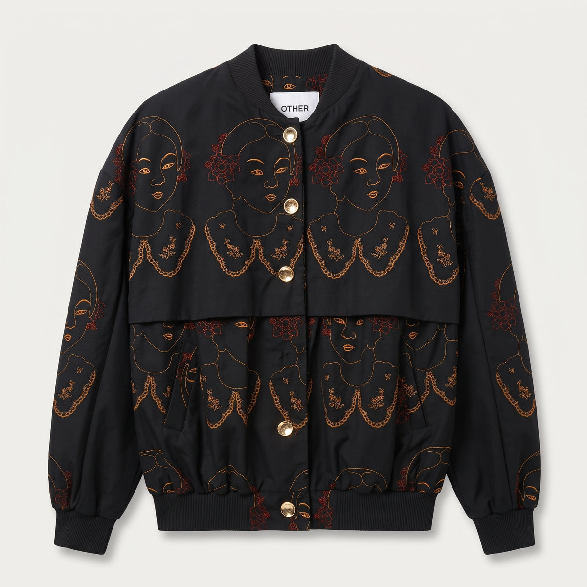 Embroidered Portrait Bomber Jacket