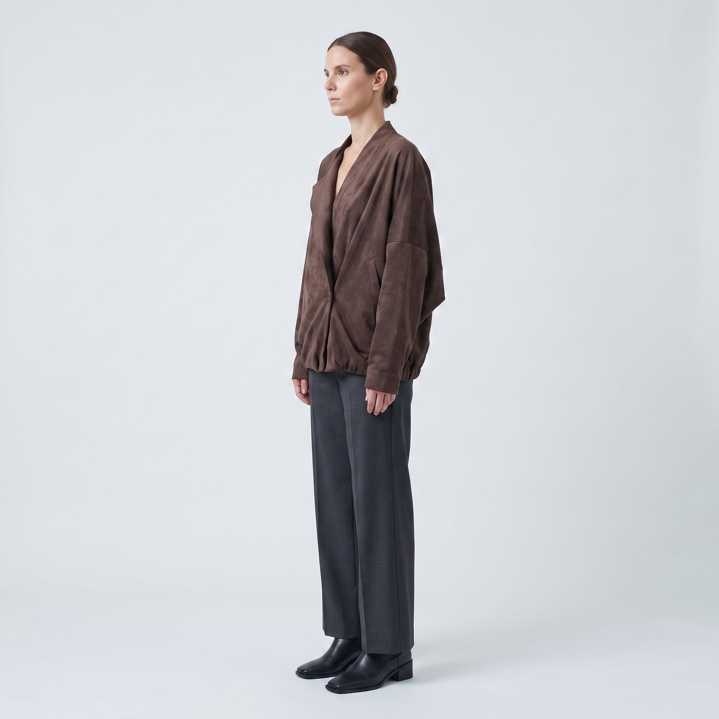 Structured Suede Wrap Jacket