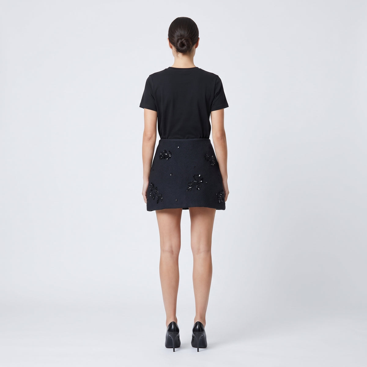 Embellished Wool Felt Mini Skirt