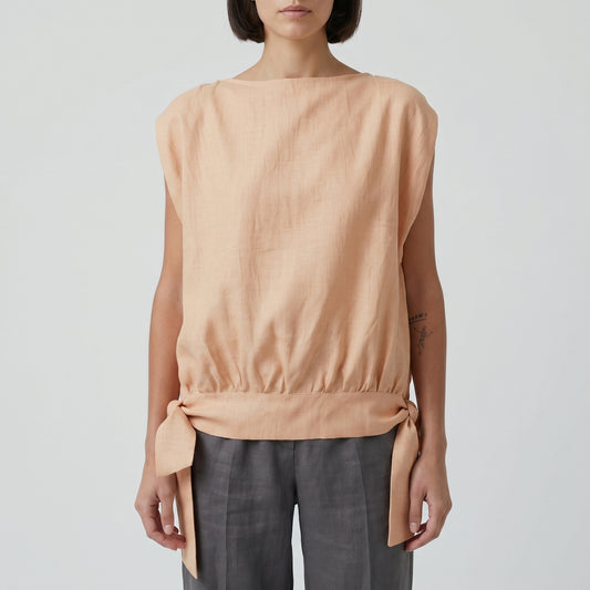 Linen Side Tie Crop Top