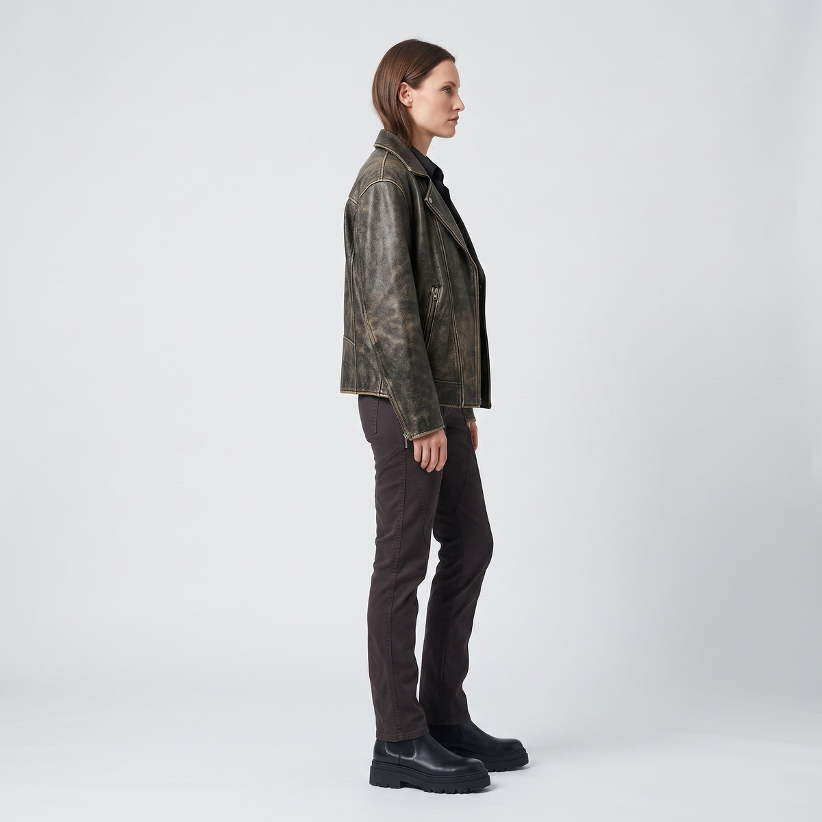 Slim Fit Dark Cotton Trousers