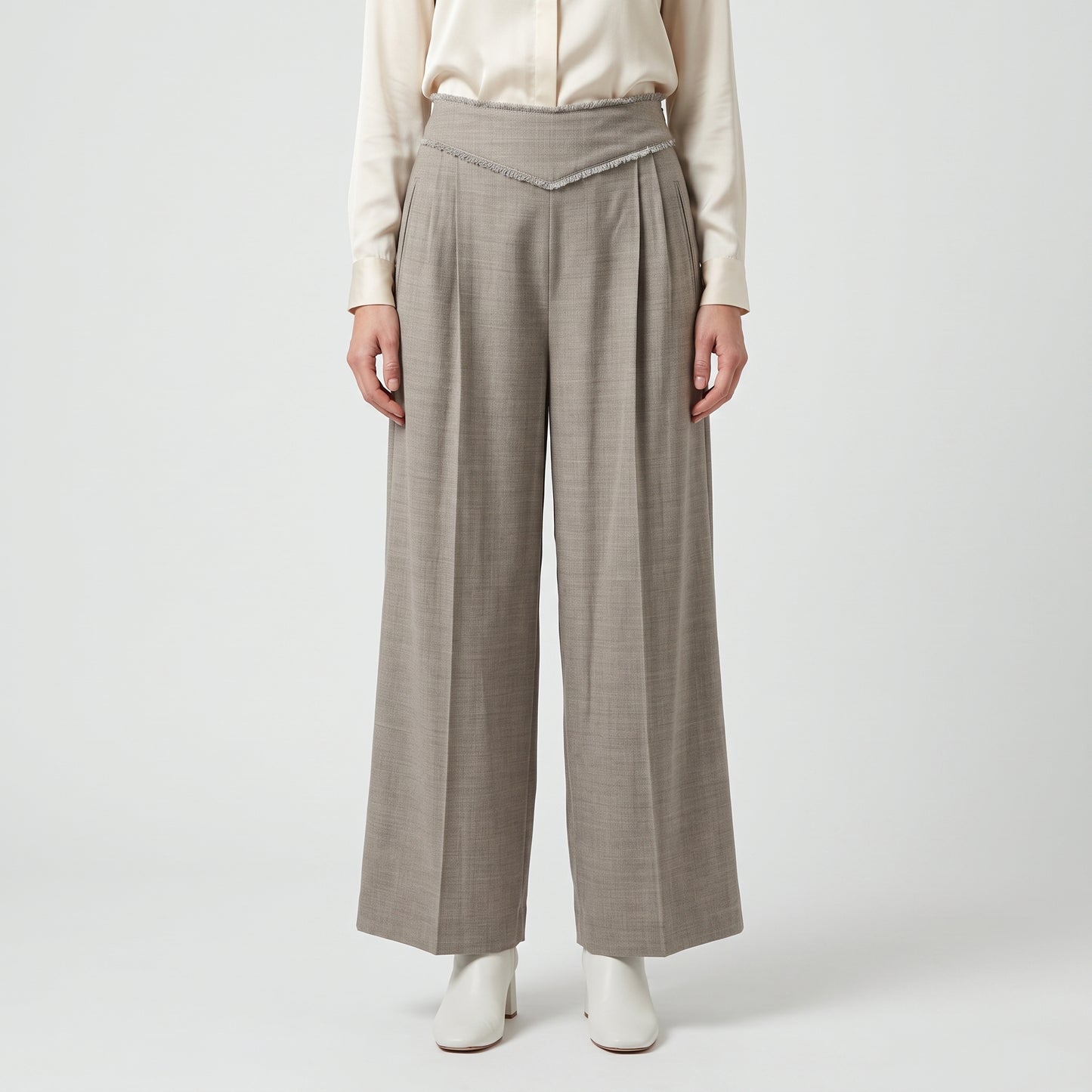 Frayed Waist Wide Leg Trousers