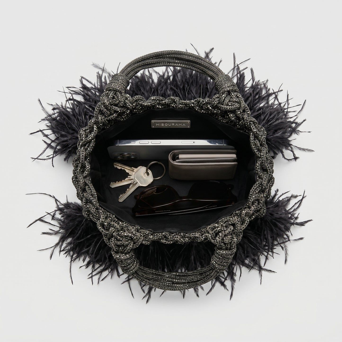 Mini Feather Woven Handbag