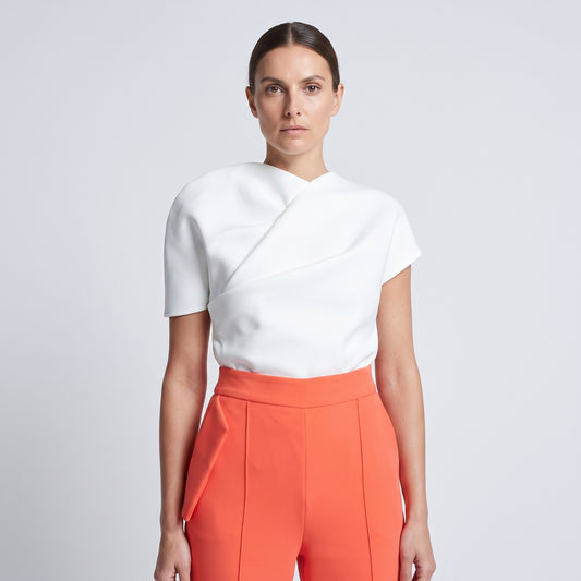 Structured High-Waisted Coral Trousers