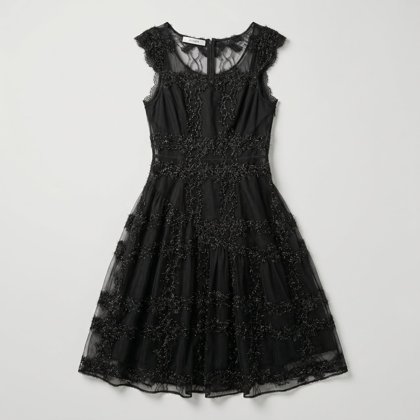 Black Lace Embellished Cocktail Dress
