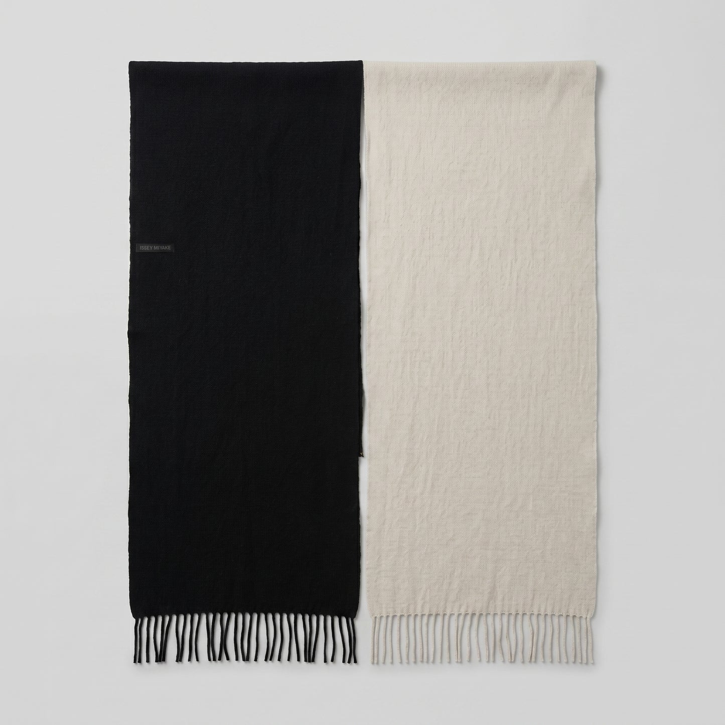 Two-Tone Fringed Knit Scarf
