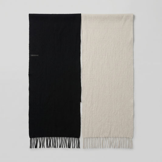 Two-Tone Fringed Knit Scarf