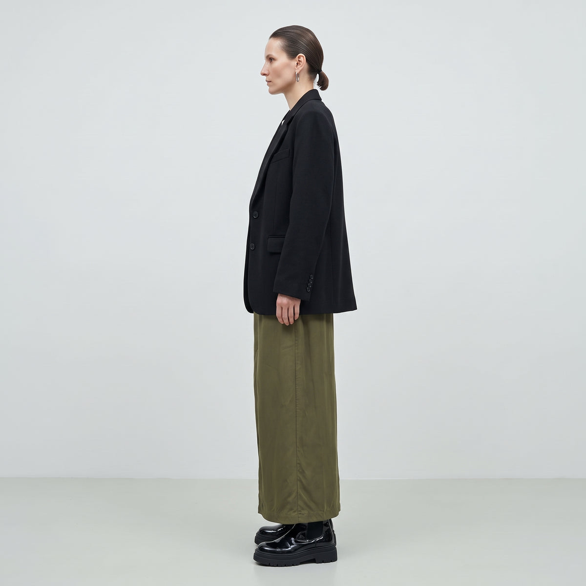 Olive Green Fluid Culotte Pants