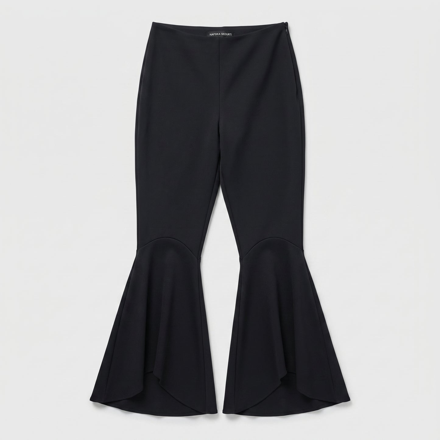 Black Flared Hem Trousers
