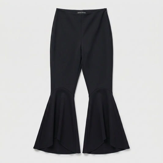 Black Flared Hem Trousers