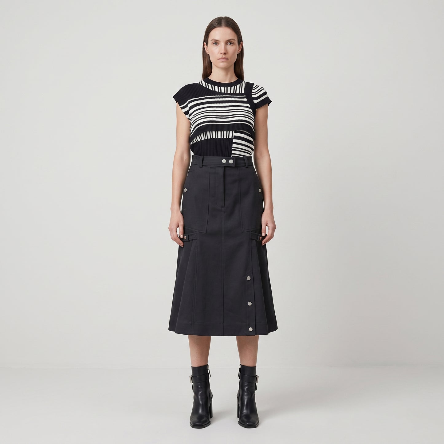 Structured Utility Midi Skirt