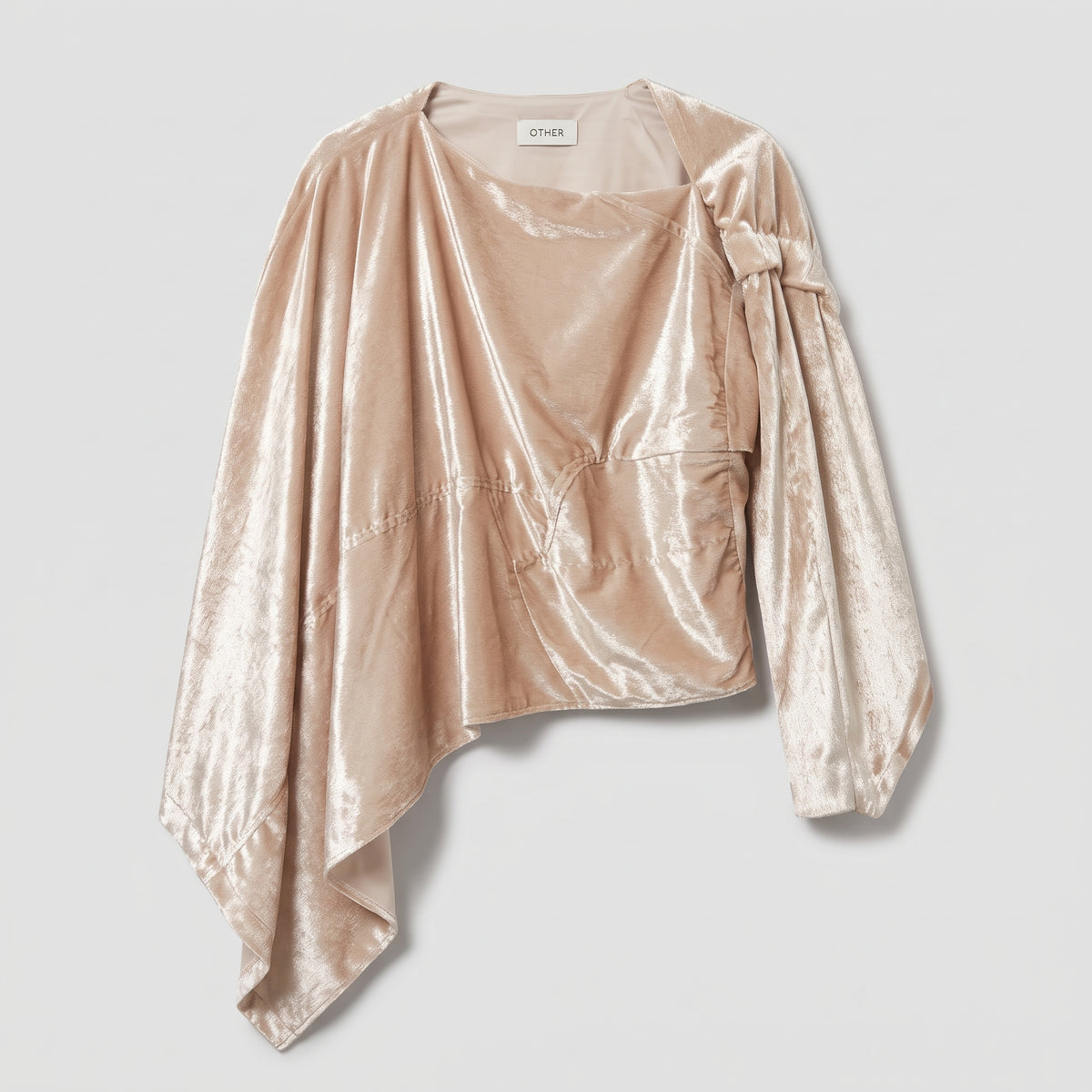 Asymmetric Velvet Draped Top