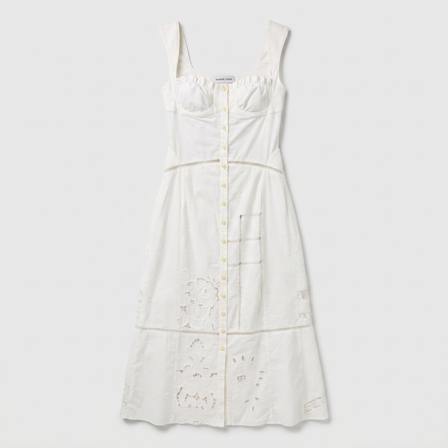 White Embroidered Corset Midi Dress