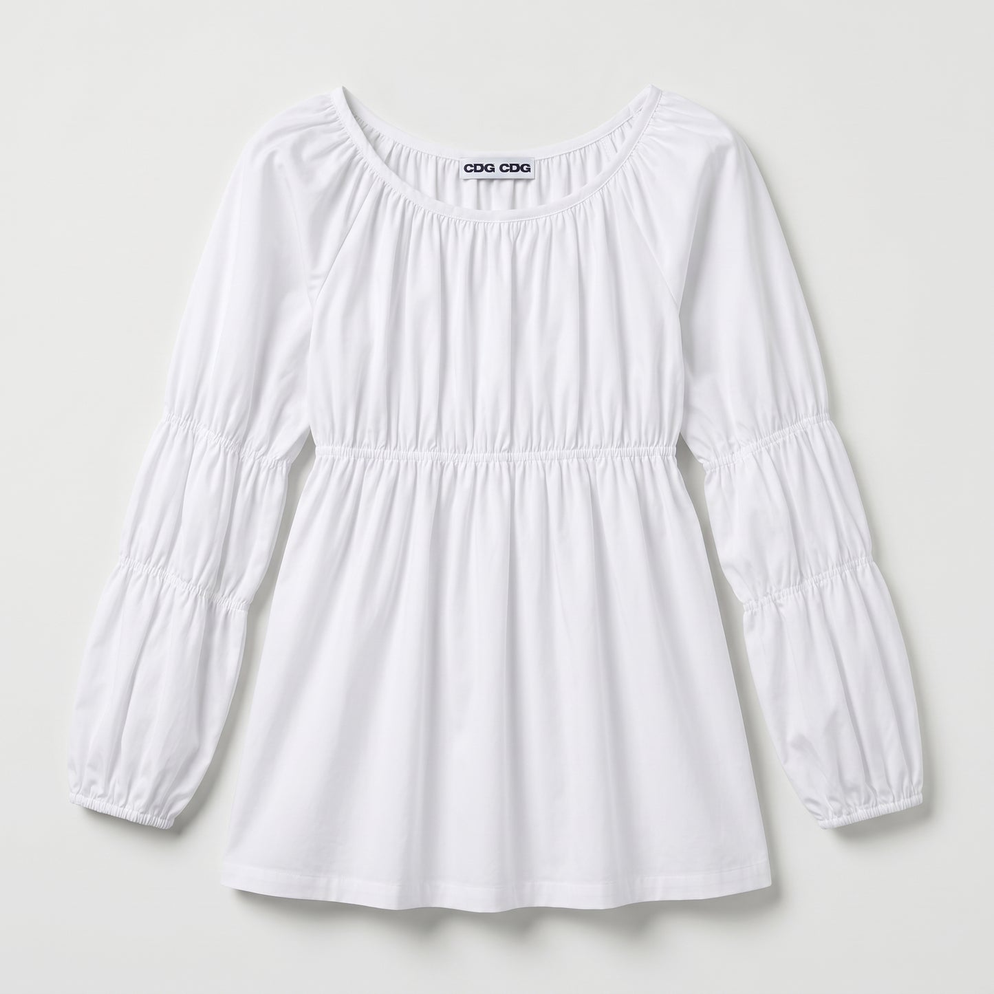 Gathered Long Sleeve White Blouse