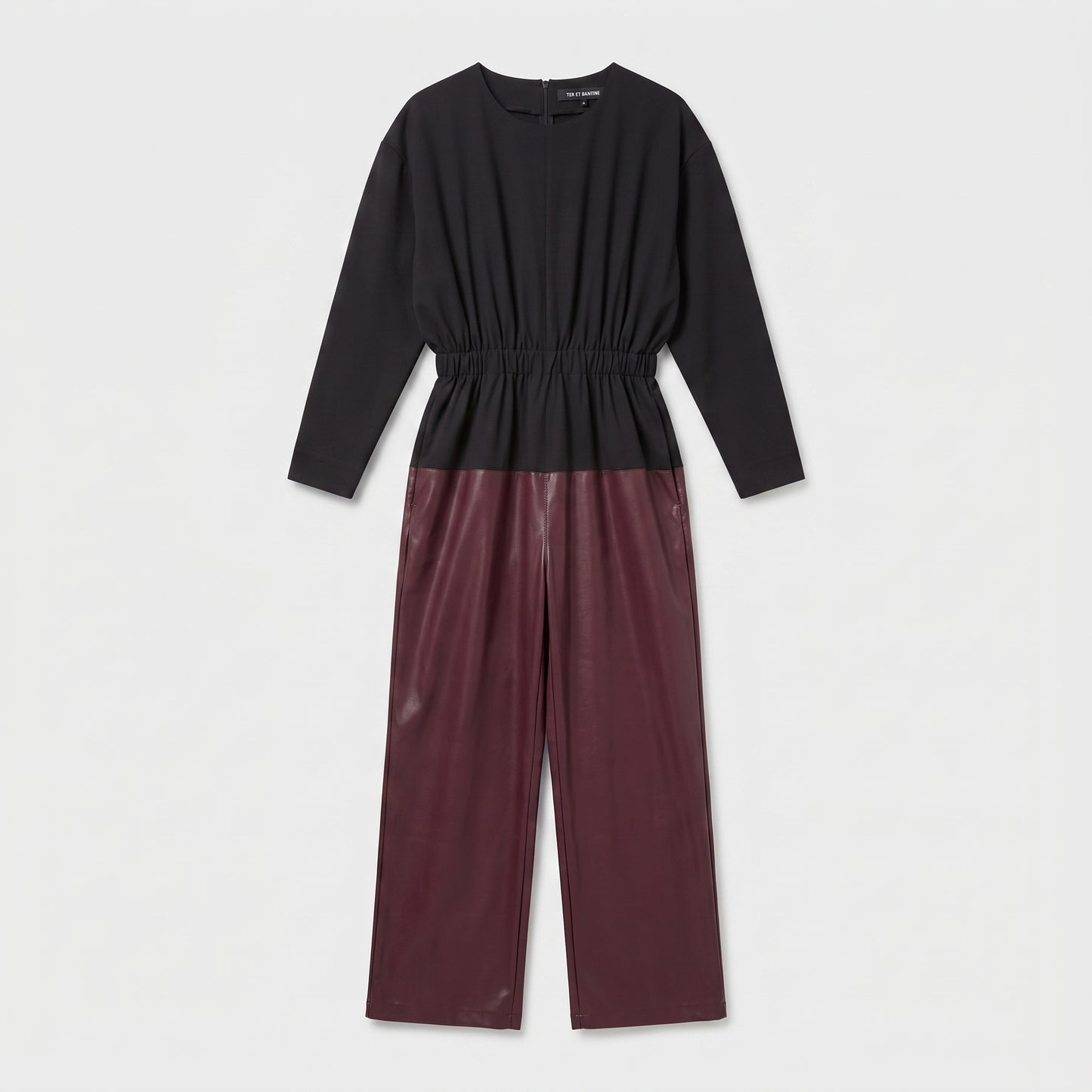 Two-Tone Fitted Waist Jumpsuit