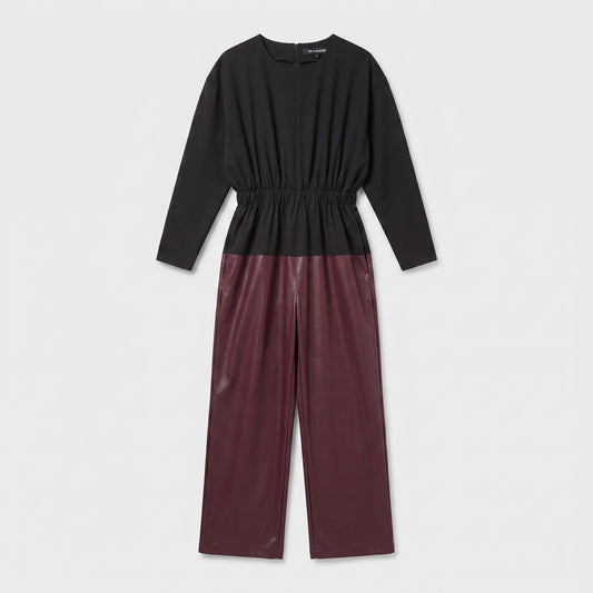 Two-Tone Fitted Waist Jumpsuit