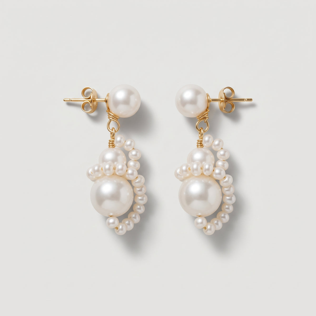 Sculptural Pearl Drop Earrings