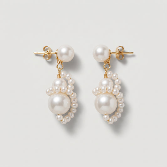 Sculptural Pearl Drop Earrings