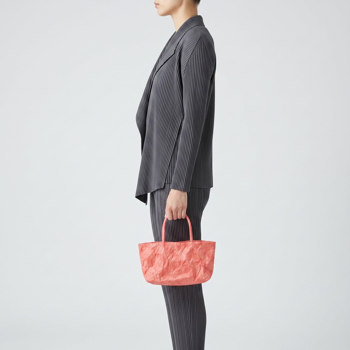 Coral Crinkled Satin Tote Bag