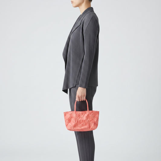 Coral Crinkled Satin Tote Bag