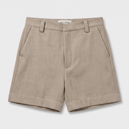 Tailored Beige Linen Shorts
