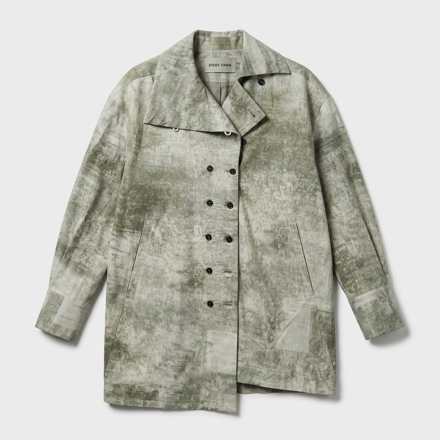 Abstract Print Double-Breasted Jacket