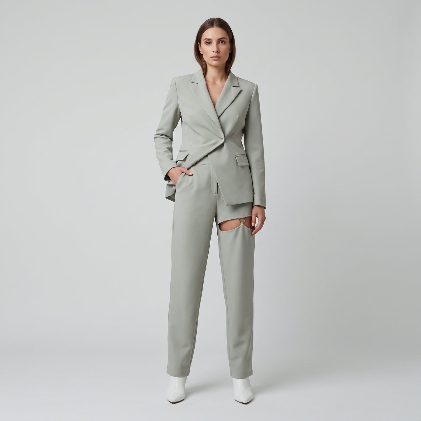 Cut-Out Detail Tailored Trousers