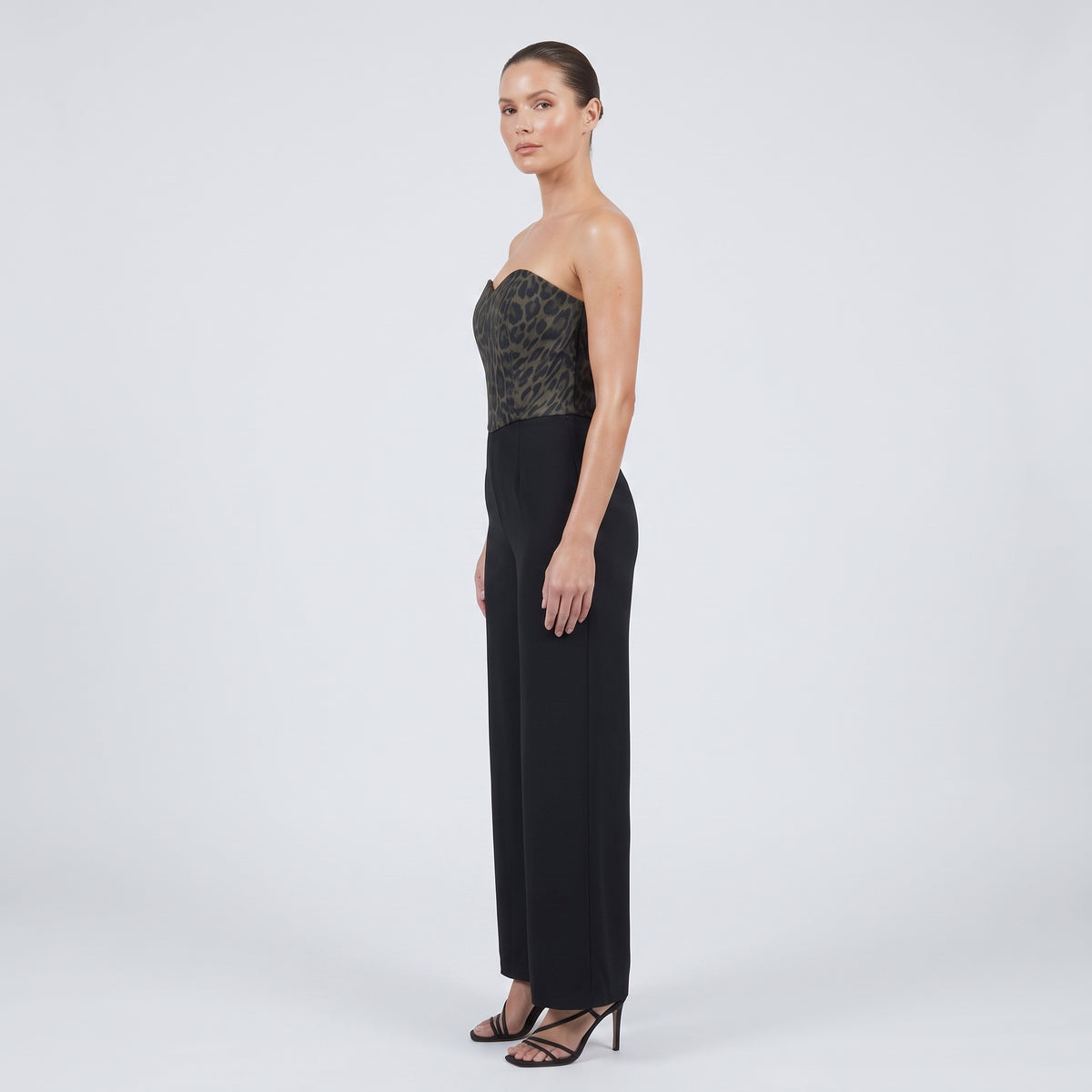 Leopard Print Strapless Jumpsuit